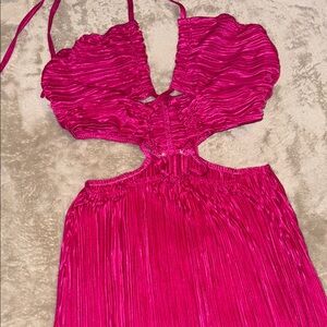 SHEIN Fuchsia Pink Plisse Maxi Dress